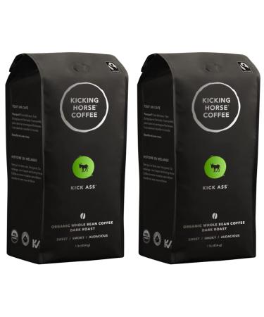 Kicking Horse Coffee KICK Ass Dark Roast Whole Bean 1 lb (Pack Of 6) - Certified Organic Fairtrade Kosher & Kick Ass Dark Roast Whole Bean 1 lb - Certified Organic Fairtrade Kosher Coffee