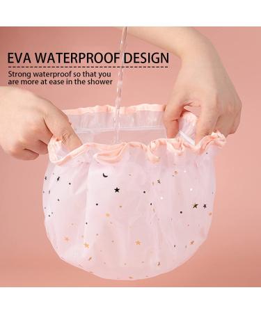 4 Colors Cute Washable Shower Caps for Girls and Women - Reusable, Waterproof, Double Layer Hat for Comfortable Hair Spa and Travel Use - Buy Online on GoSupps.com