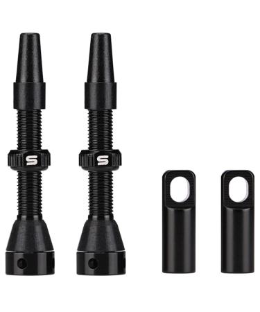 LITEONE Tubeless Value Stems 40mm 44mm Premium No Leak Tubeless Presta Valve Stems Kits with Integrated Value Core Remover Tool and Valve Stem Caps Fit Most Bicycle Tubeless Rims Pair Black 44mm