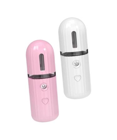 Healeved 2pcs Moisturizing Sprayer USB Face Handy Sprayer Facial Humidifier Handheld Skin Steamer Abs