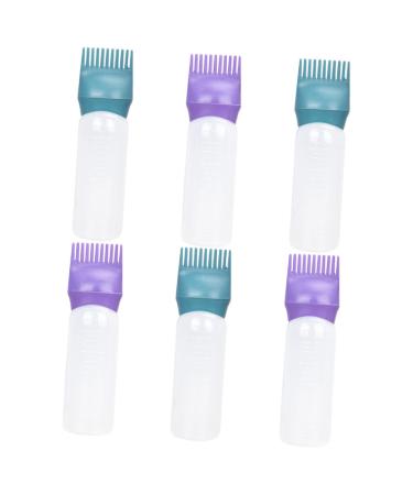 Hemobllo Lot de 6 Flacons Applicateurs Peigne Racines Cheveux 100 Ml Plastique R utilisable pour Coloration et Huile Capillaire Usage Professionnel et Personnel Vert Fonc Violet Fonc