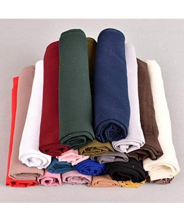 iFutniew Ladies Solid Color Pearl Chiffon Gold Powder Baotou Turban Monochrome Shawl Headband Muslim Headscarf Scarf Black - Buy Online on GoSupps.com