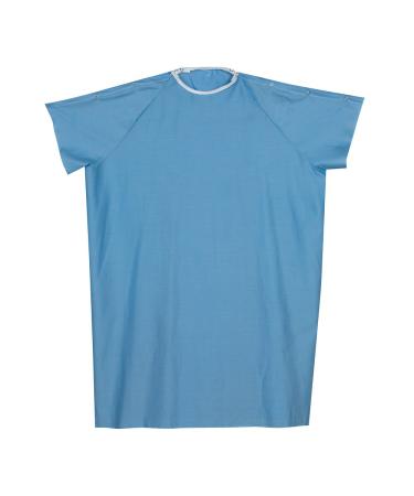 DMI Hospital Patient Gown for Women or Men Back and Shoulder Snap 36 Long Blue Blue 1 Count (Pack of 1) Shoulder and Back Snap