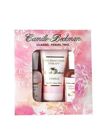 Camille Beckman Classic Collection Travel Trios Camille Glycerine Hand Therapy 1.35 oz Silky Body Cream 2 oz Hand & Shower Cleansing Gel 2 oz