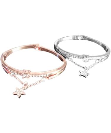 Shop Minkissy Star Jewelry Bracelet - Sun & Moon Design Crystal Pearl & Gemstone Accents for Women - Miss Celebrity Silver 19.5*1.2cm - Buy Online on GoSupps.com