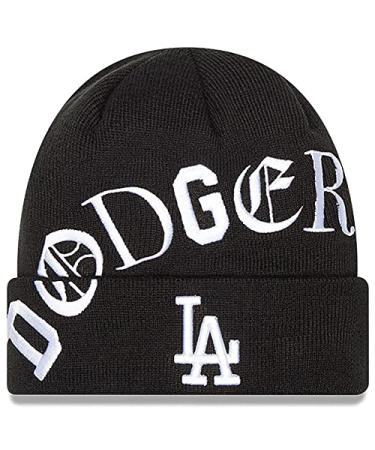 New Era LA Los Angeles Dodgers Blackletter Old English Letter Script Cuff Knit Beanie Hat