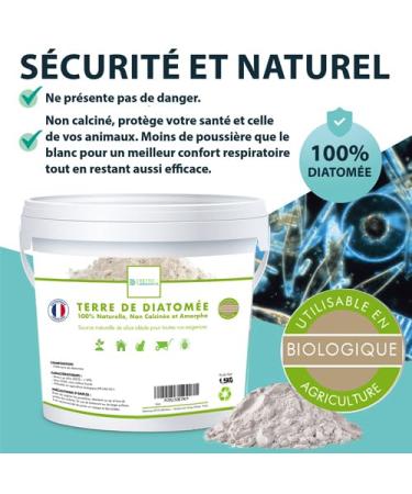 Diatomaceous Earth Bed Bug Usable in Organic Farming 100% Natural and Made in France Cat Wormer Dog Wormer Anti Bed Bugs (1.5kg) - Buy Online on GoSupps.com