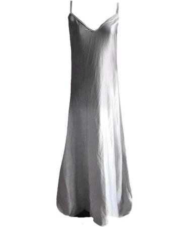 Ronony Long Beach Dress for Women - Elegant Vintage Flower Pattern Sleeveless Neckholder Maxi Dress - Sexy V-Neck Loose Swing Summer Blouse in Gray (4XL) - Buy Online on GoSupps.com