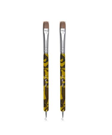 KADS 2pcs/set Kolinsky Sable Brush 2 Way Acrylic Professional French Manicure Clean-up Brush Nail Art Brush Bend Nail Dotting Pen