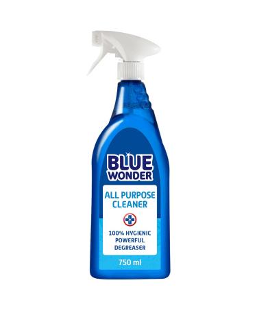 Blue Wonder All Purpose Cleaner Multi Purpose Degreaser & Cleaning Spray for Hard & Soft Surfaces Concentrated Universal Hygienic Fluid Removes Grease Dirt & Stains Rinse Free Large 750ml Size All Purpose Spray