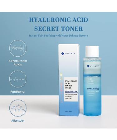 KSECRET Hyaluronic Acid Toner | Hydrating Alcohol-Free Toner for All Skin Types | 150ml Korean Skincare with 6 Hyaluronic Acids Panthenol & Allantoin - Buy Online on GoSupps.com