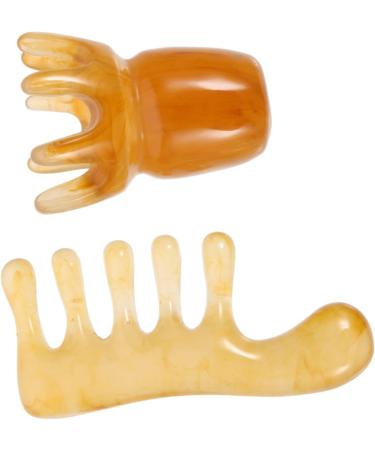 Buy Minkissy Scalp Massage Comb Set - 4-Piece Gua Sha Head Massage Device Jade Acupuncture Comb and Beeswax Brush for Ultimate Relaxation - Buy Online on GoSupps.com