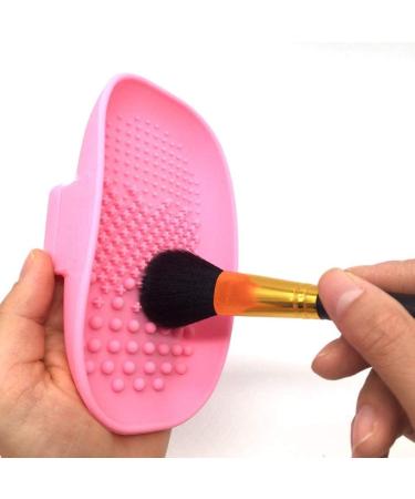 KOMUNJ Silicone Brush Cleaner Silicone Cosmetic Brush Cleaning Mat for Home Travel Easy to Clean Suitable for Dry Cosmetics Pink - Buy Online on GoSupps.com