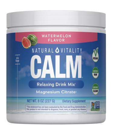Natural Vitality Calm Magnesium Supplement Drink Mix Powder Gluten Free Vegan & Non-GMO Watermelon 8oz Powder