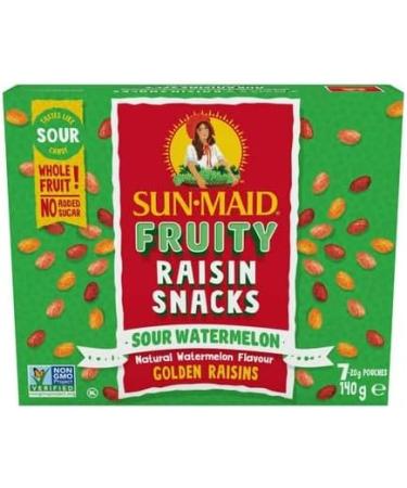 Sour Watermelon Flavoured Raisins Snack Bundle. Sun-Maid Fruity Raisin Snacks Sour Watermelon Flavour (140g box 7 pouches) with BIG MAPLE Trivia Cards to Enjoy with Your Snack. Taste like Sour Candy - Buy Online on GoSupps.com