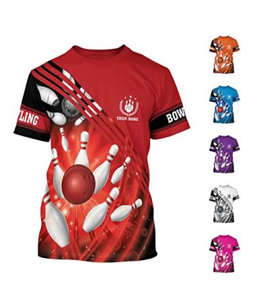 LASFOUR Custom Bowling Shirts for Men Women Funny, 3D Bowling Shirts Unisex with Name, Bowling Team Shirts for Men and Women Style4