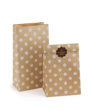 BagDream 4lb 5x2.95x9.45 Inches 100Pcs Paper Lunch Bags Kraft Paper Bags, Snack Bags, Bread Bag, Craft Bags, 100% Recycled Kraft Paper Brown Lunch Bags with White Dot Brown Dot
