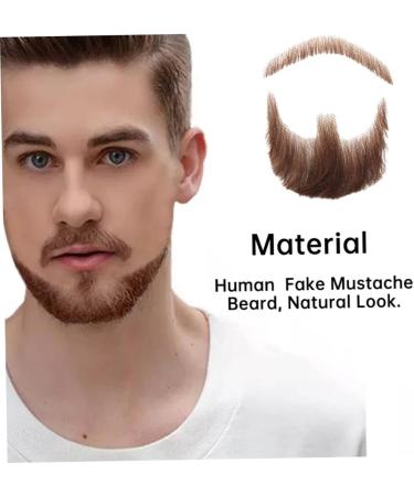 Halloween Moustache Beard Fake Mustache Face Beard for Adults Realistic Makeup Costume Lace Man Beards Brown - Buy Online on GoSupps.com