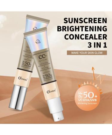 Cr me CC correctrice de couleur cran solaire SPF 50 fond de teint couverture compl te cr me CC hydratante imperm able l'eau r sistante la transpiration cr me visage l g re teinte ivoire et - Buy Online on GoSupps.com
