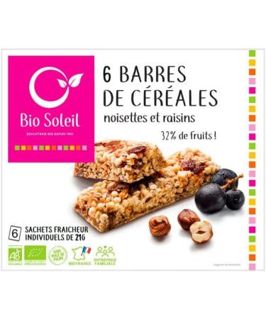 Bio Soleil - 6 hazelnut & raisin bars 125g - unit - Buy Online on GoSupps.com