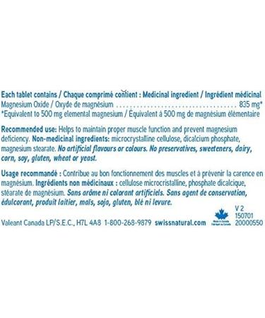 Swiss Naturals Magnesium Oxide 835mg High Potency Tablets - 90 Tabs - Buy Online on GoSupps.com
