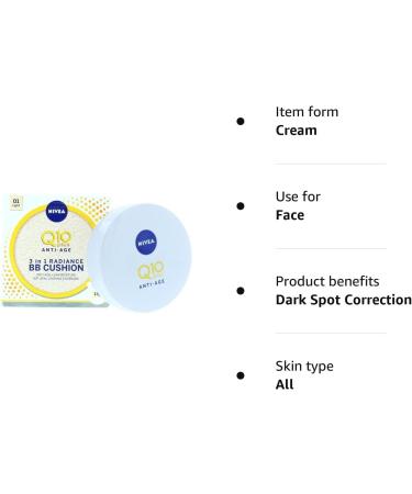 NIVEA Q10 Anti-Ageing BB Cream Cushion Light 15g - 24H Anti-Wrinkle Moisturizer - Buy Online on GoSupps.com