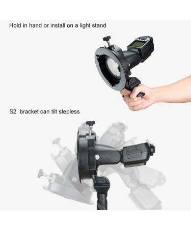 Godox S2 Speedlite S-Type Bracket - Bowens Mount Flash Holder for V1, AD200Pro, AD400Pro & More - Tiltable Design with Umbrella Mount - Buy Online on GoSupps.com