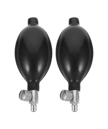 Operitacx 2Pcs Replacement Black Manual Inflation Blood Pressure Latex Bulb with Air Release Valve