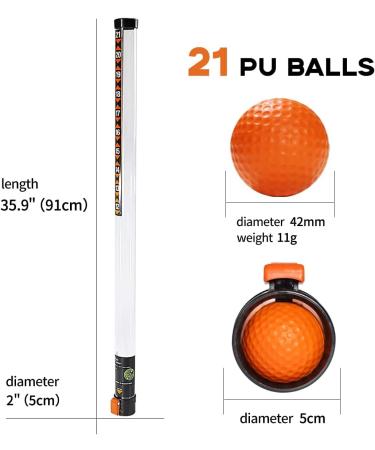 HUAEN Practice Golf Balls + Golf Ball Retriever Kit with 21 Foam Balls - Portable Shag Tube & Pick-up Tool - Buy Online on GoSupps.com