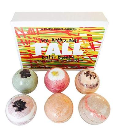 Fall Bath Bomb Set by Soapie Shoppe  Six 5.5 oz. Bath Bombs  Best for Relaxing  Hydrates and Moisturizes the Skin  AUTUMN Flavors  Hand-Crafted  Natural Ingredients