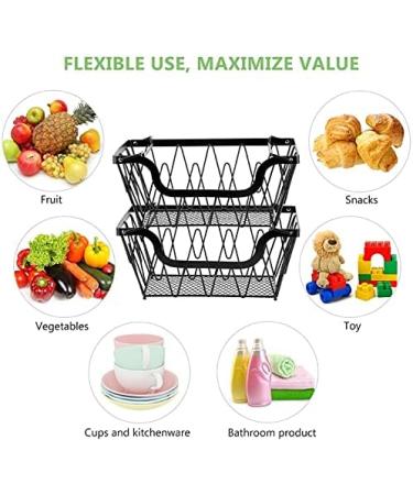 Fruit Basket Bowl 2 Tier Metal Fruit Basket Display Stand Vegetables Fruits Bread Counter Storage Organizer Kitchen Bathroom Decoration Fruit Bowls - Buy Online on GoSupps.com