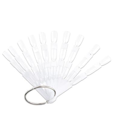Beauticom 50 Piece Clear Plastic 3 Tier False Nail Tip Sticks Chart Fan with Metal Ring Holder for Nail Polish Swatch, Practice Nail Art Design and Pattern Display Tool