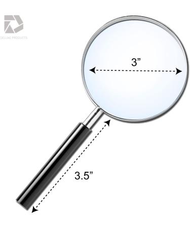 Deluxe Products Classic Handheld Magnifying Glass - Portable Compact Design for Travel  and 3" Glass Lens with 3X Magnification for Reading Small Print  and Hobbyists  Black  (SON-DP-8119) - Buy Online on GoSupps.com