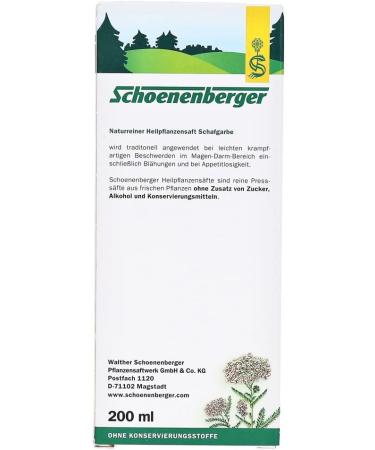  Schoenenberger Yarrow. Organic natural medicinal plant juice (200 ml) - Buy Online on GoSupps.com
