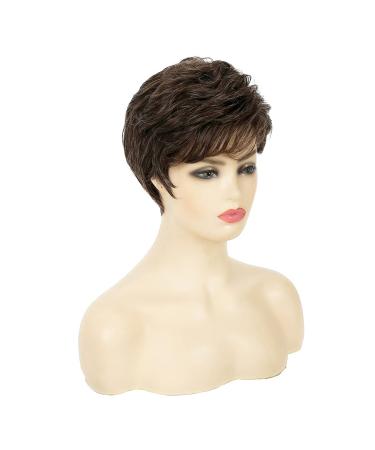 Short Brown Pixie Wig for White Women - Synthetic Layered Cosplay Hair in Brown mixed Blonde - Buy Online on GoSupps.com