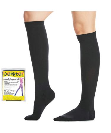 Beaister medical compression stockings women men 20-30 mmHg closed toe area Support stockings graded support for varicose veins edema pregnancy black M