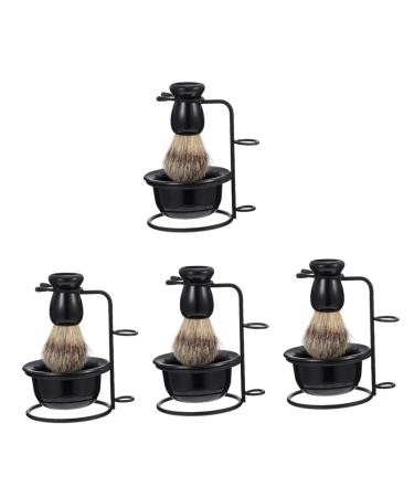 Minkissy 4 sets of Bart-Set Razor and Shell Razor stand made of metal shaving razor for men shaving bowl frame shaving brush organizer soap alloying plastic brush 11.5x8.5cmx4pcs blackx4st