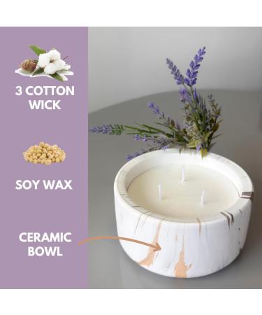 Luxury Lavender Candle - 3-Wick Marble Jar | Scented Relaxation Gift for Women | Aromatherapy & Stress Relief Home Decor - Buy Online on GoSupps.com