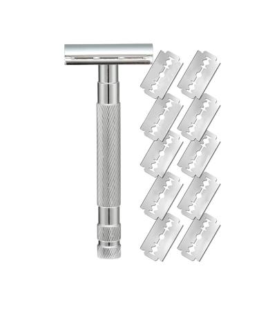 Lckiioy Durable Replaceable and Reusable Safety Razors with Double-Sided Blade Made of Stainless Steel A