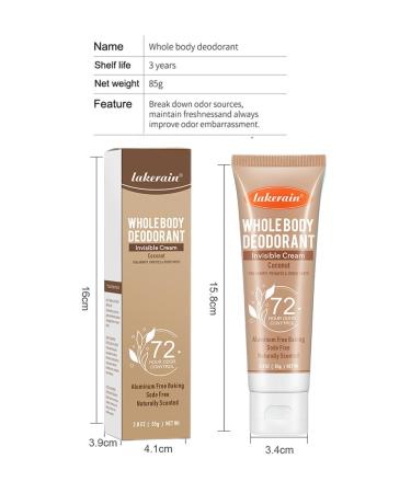 Coconut Deodorant Natural Deodorant for Men and Women Vegan and Cruelty-Free Solid Cream 3.0 oz - Buy Online on GoSupps.com