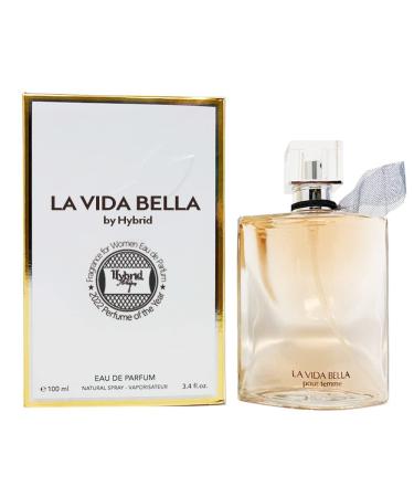 Hybrid & Company La Vida Bella Fragrance for Women Eau De Parfum Natural Spray Elegant Scent, 3.4 Fl Oz Fresh,Vanilla