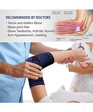 ABYON Elbow Support for Men and Women Elbow Compression Sleeve (1 Piece) + Tennis Elbow Support Straps (2 Pieces) for Tennis Elbow Golfers Elbow Tendonitis Sports Gym (Blue M) M Blue - Buy Online on GoSupps.com