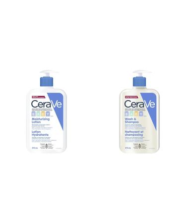 CeraVe BABY Moisturizing Lotion (473ML) and CeraVe Baby Wash & Shampoo (473ML) | Tear-Free Gentle Formulas