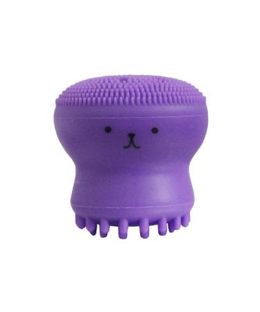 Silicone Facial Cleansing Brush Cute Animal Octopus Silicone Manual Cleaning Brush for Deep Cleansing Gentle Exfoliating Skin Massaging for All Skin Type Bagged/Purple