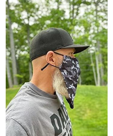 Men Large Beard Mask Face Mask for Bearded Men Reusable Face Mask With Room For Beard Washable Beard Mask for Men (Large Camouflage (Grey)) - Buy Online on GoSupps.com