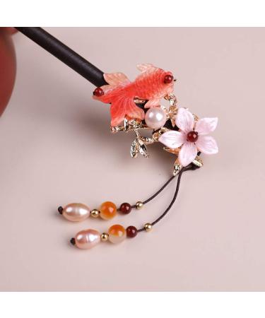 TOP SEWING Wooden Hair Pins: Chinese Goldfish Flower Hair Sticks for Long Hair Buns - 7.08 - Buy Online on GoSupps.com