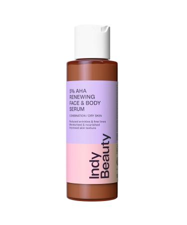 5% AHA Toner Body & Face Exfoliating Liquid 100ml - Vitamin E & Glycolic Acid to Brighten Exfoliate & Hydrate - AHA Body Lotion AHA Body Exfoliator - Even Skin Tone & Combat Dry Skin - Indy Beauty
