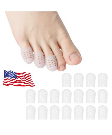 Toe protection silicone 20 pieces toe protection Small toe breathable gel toe caps into toe cushions for bubbles chicken eyes toenails loss friction pain relief white 20PCs small