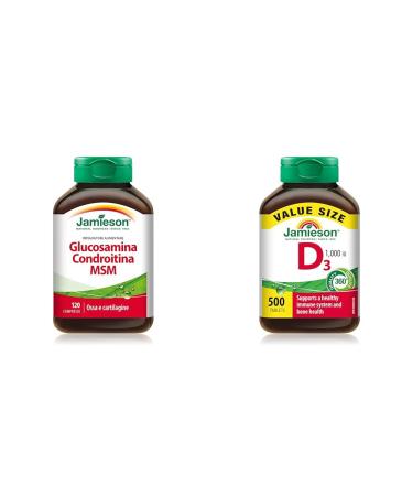Glucosamine Chondroitin MSM 1 300 mg Ultra-Strength Caplets - Gluten-Free & Vitamin D 1 000IU 500 Tablets SUPPLEMENT + VITAMIN DR02223-157