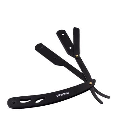 Merteno Professional Straight Edge Razor with 100 Shark Blades - Stainless Steel Men's Manual Shaver for Close Shaving (Black) - International Shipping Available - Buy Online on GoSupps.com